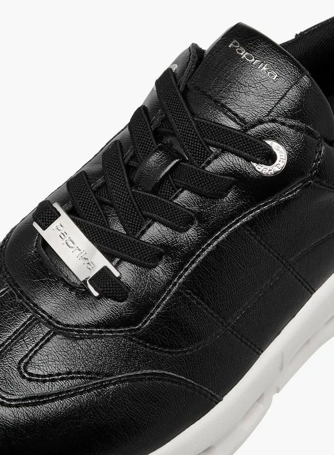 Paprika Quilted Sneakers with Lace-Up Closure