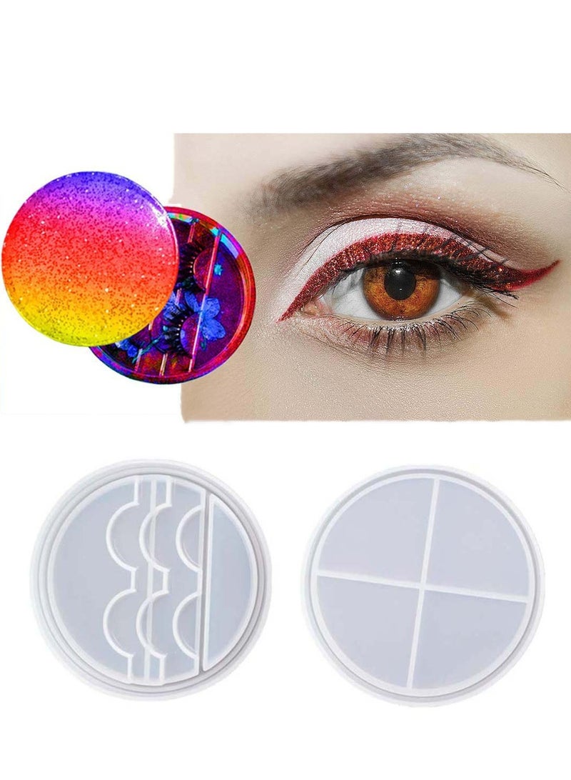 Eyelash Storage Case Resin Mould Set with Lid, Display Tray Epoxy Silicone Casting Moulds for Eyelash Collector Jewelry Holder and Cosmetic Care Container DIY Crafts Storage Box