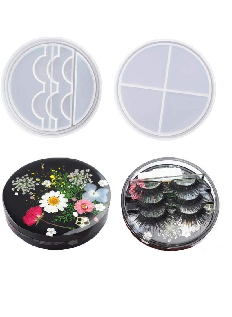 Eyelash Storage Case Resin Mould Set with Lid, Display Tray Epoxy Silicone Casting Moulds for Eyelash Collector Jewelry Holder and Cosmetic Care Container DIY Crafts Storage Box