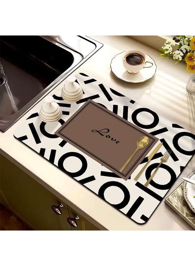 Bluejw French Line Series Kitchen Drain Mat Water Absorbent Quick-drying Tableware Mat Bar Counter Heat Insulation Mat Coffee Machine Drain Mat  - Image 5