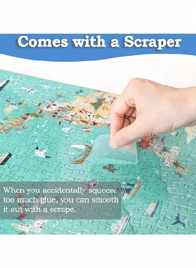 لغز الغراء مع رأس الإسفنج، بانوراما لغز الغراء للأطفال، لغز الغراء واضح مع ، للذوبان في الماء الحرفية الخاصة الألغاز الغراء، لغز التوقف ل 1000/1500/3000 قطعة من اللغز، 120ML - Image 5