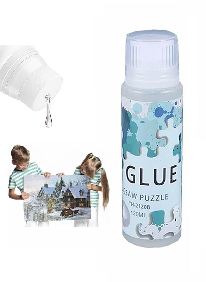 لغز الغراء مع رأس الإسفنج، بانوراما لغز الغراء للأطفال، لغز الغراء واضح مع ، للذوبان في الماء الحرفية الخاصة الألغاز الغراء، لغز التوقف ل 1000/1500/3000 قطعة من اللغز، 120ML - Image 1