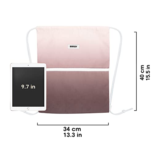 WANDF Drawstring Backpack String Bag Sackpack Cinch Water Resistant Nylon for Gym Shopping Sport Yoga (Dark Pink) - Image 4