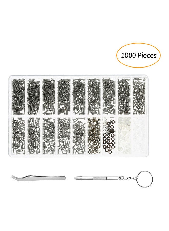 1000 piece Eyeglass Sunglasses Repair Kit Black/Silver 10.5x1.2x6.2cm  - Image 3