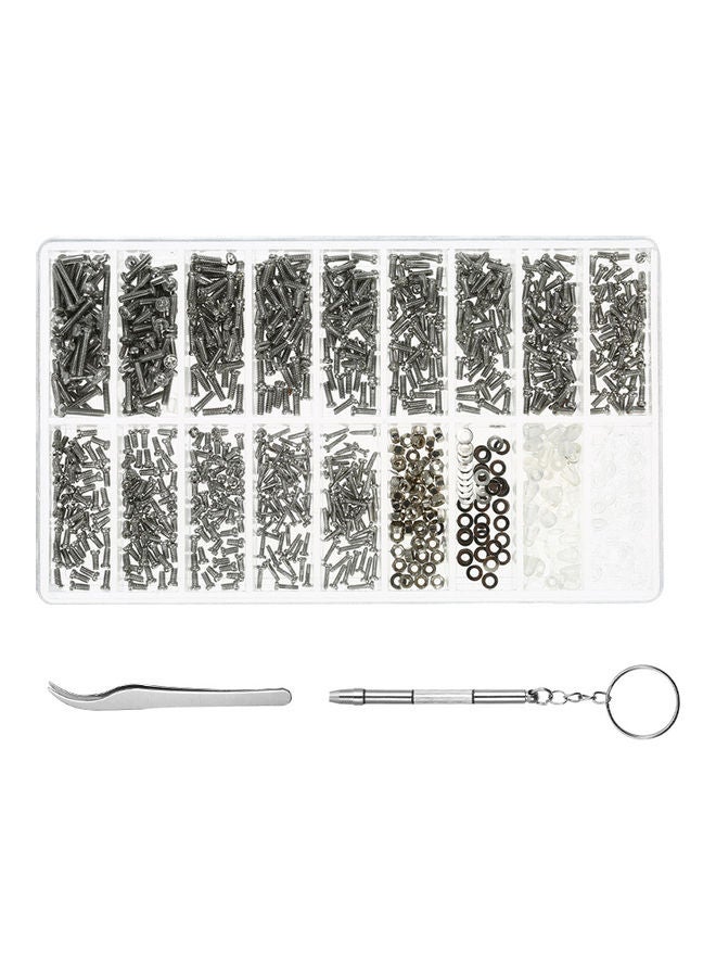 1000 piece Eyeglass Sunglasses Repair Kit Black/Silver 10.5x1.2x6.2cm  - Image 1