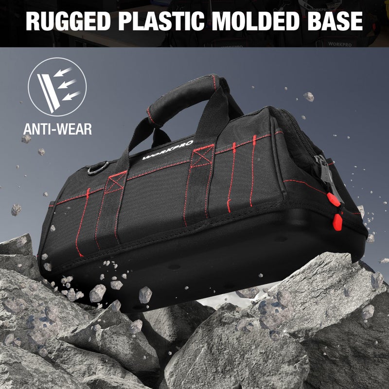 WORKPRO 16-inch Close Top Wide Mouth Tool Storage Bag with Water Proof Rubber Base, W081022A, 16" - Image 3
