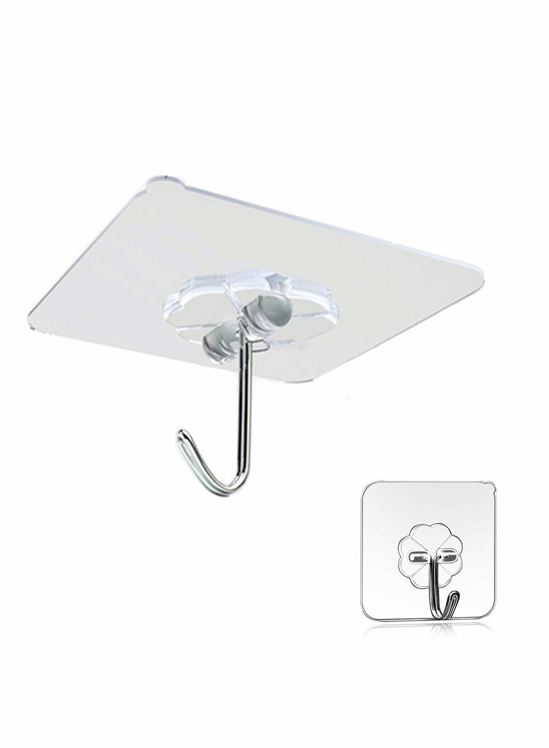 KASTWAVE Self Adhesive Hooks Hangers - Transparent Wall Hooks |Heavy Duty 13 lb Sticky Wall Hangers |Kitchen, Livingroom, Bedroom Student Dormitory Wall & Ceiling Hanger | Waterproof and Oilproof - Image 1