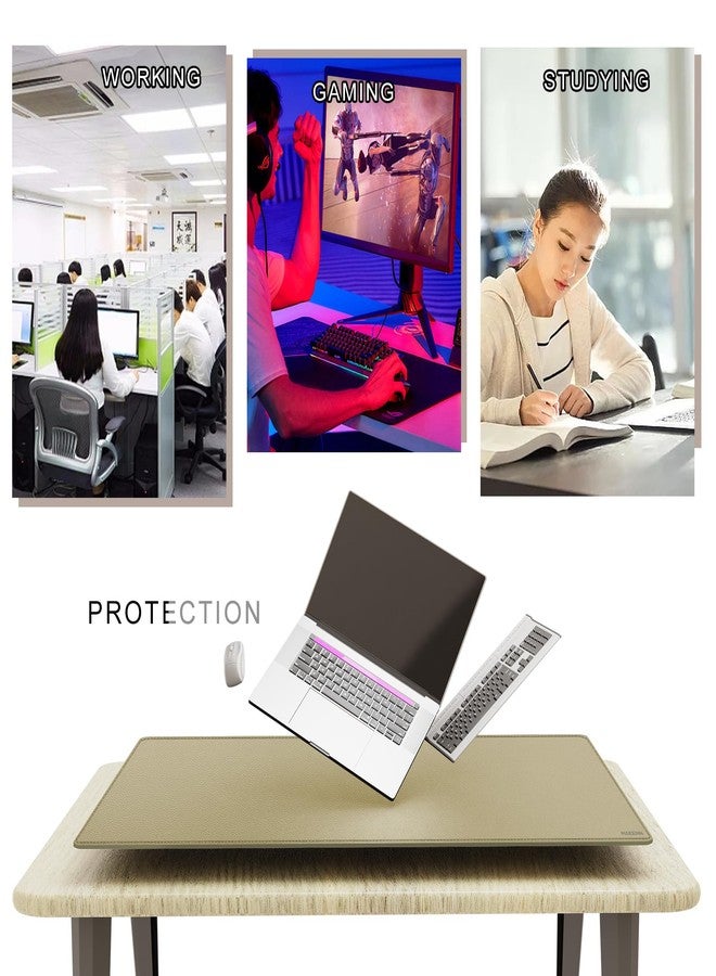 MAIDERN 40” x 24” Leather Desk Mat XL, Large Desk Pad, Reversible Cork & Leather Large Mouse pad for Desk, Waterproof Computer Desk Mat for Gaming Home Office (Golden) - Image 4