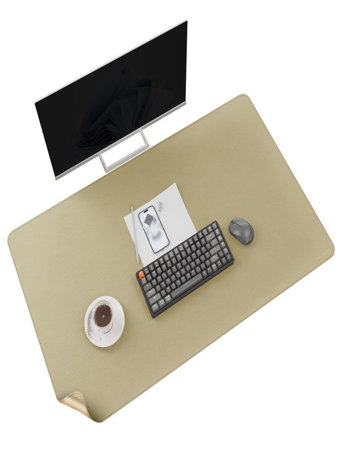 MAIDERN 40” x 24” Leather Desk Mat XL, Large Desk Pad, Reversible Cork & Leather Large Mouse pad for Desk, Waterproof Computer Desk Mat for Gaming Home Office (Golden) - Image 1