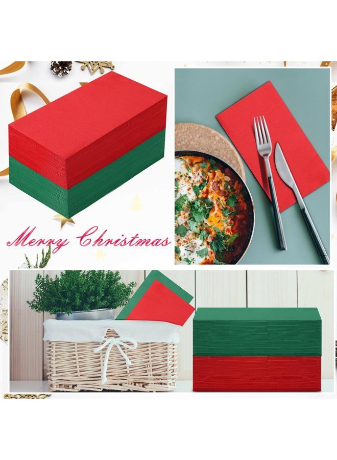 Teling 200 Pcs Christmas Napkins Disposable Paper Red Green Xmas Dinner Hand Napkin Towel Merry Christmas Dinner Napkins for Home Bathroom Kitchen Winter Holiday Party Supplies Tableware Decorations - Image 4