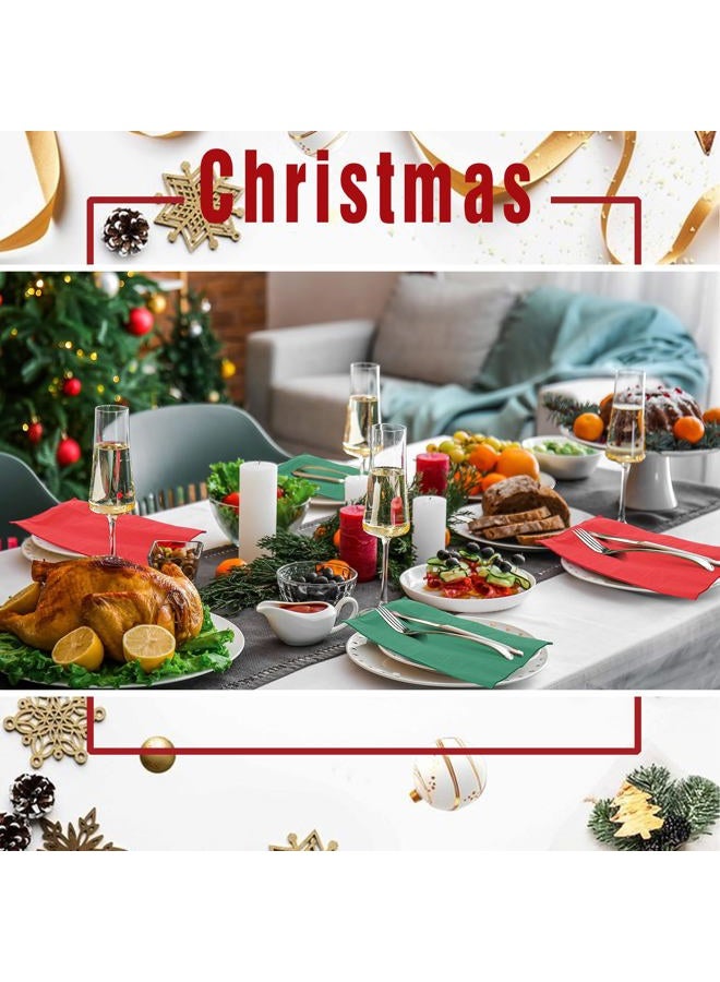 Teling 200 Pcs Christmas Napkins Disposable Paper Red Green Xmas Dinner Hand Napkin Towel Merry Christmas Dinner Napkins for Home Bathroom Kitchen Winter Holiday Party Supplies Tableware Decorations - Image 5