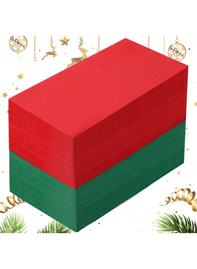 Teling 200 Pcs Christmas Napkins Disposable Paper Red Green Xmas Dinner Hand Napkin Towel Merry Christmas Dinner Napkins for Home Bathroom Kitchen Winter Holiday Party Supplies Tableware Decorations - Image 1