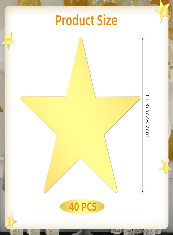 Motroce 40PCS Glitter Large Gold Five Star Cutouts Paper 11 Inch Double, Gold Star Cutouts Star Confetti Cutouts Decorations for Wedding Party Bulletin Board Stars Classroom Wall Christmas Party - Image 2