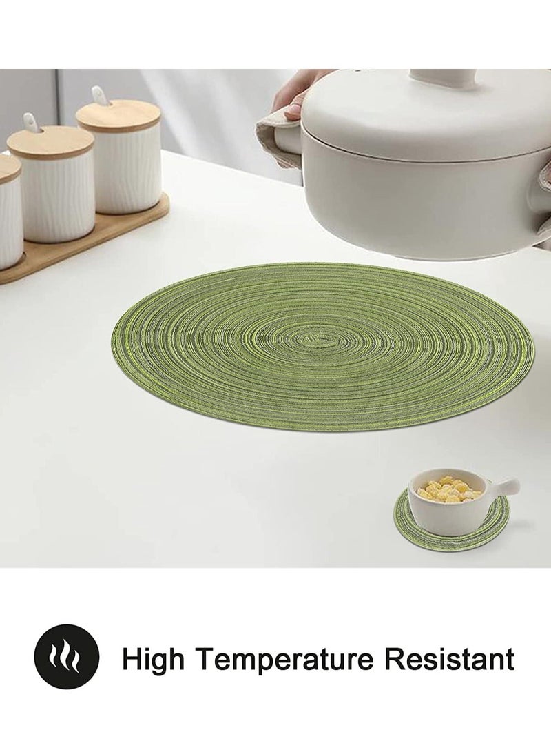 NIBEMINENT Woven Placemats Round Set of 6, 36cm/14inch Large Handmade Placemats, Heat Insulation non slip Braided Cotton Dinner Table Mats, for Kitchen Dining Plate Mat Party - Image 5