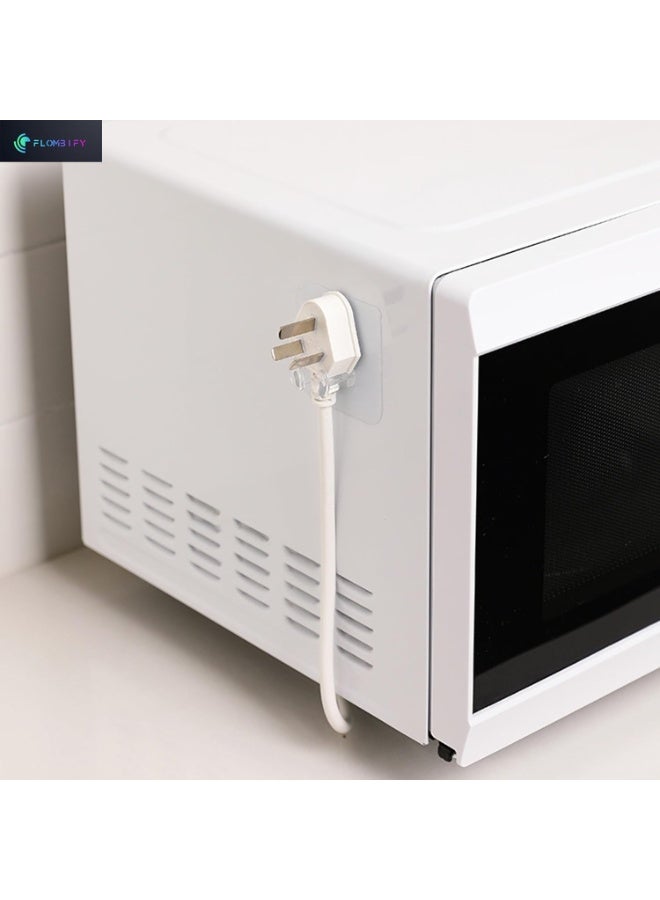 LS16-2 10 Pack Self Adhesive Razor and Power Plug Holder, Clear Wall Hooks for Bathroom and Kitchen Organizer, Strong Heavy-Duty Transparent Plastic Hooks, Multifunctional No-Drill Adhesive Hooks for Home and Office (10 Plug Hooks) - Image 2