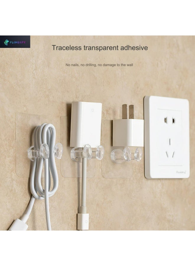 LS16-2 10 Pack Self Adhesive Razor and Power Plug Holder, Clear Wall Hooks for Bathroom and Kitchen Organizer, Strong Heavy-Duty Transparent Plastic Hooks, Multifunctional No-Drill Adhesive Hooks for Home and Office (10 Plug Hooks) - Image 4