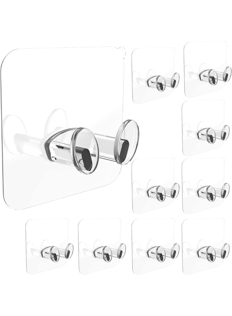 LS16-2 10 Pack Self Adhesive Razor and Power Plug Holder, Clear Wall Hooks for Bathroom and Kitchen Organizer, Strong Heavy-Duty Transparent Plastic Hooks, Multifunctional No-Drill Adhesive Hooks for Home and Office (10 Plug Hooks) - Image 1