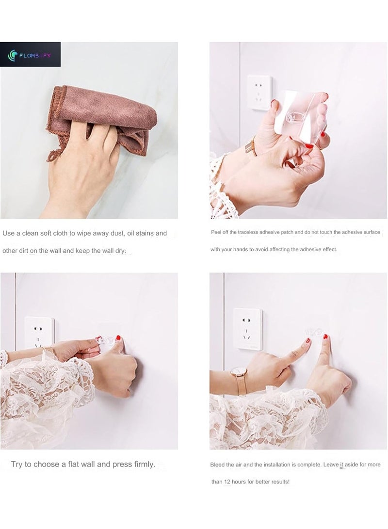 LS16-2 10 Pack Self Adhesive Razor and Power Plug Holder, Clear Wall Hooks for Bathroom and Kitchen Organizer, Strong Heavy-Duty Transparent Plastic Hooks, Multifunctional No-Drill Adhesive Hooks for Home and Office (10 Plug Hooks) - Image 5