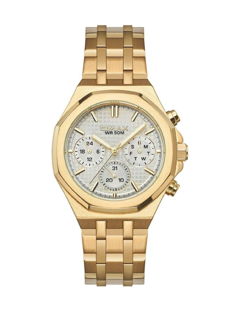 Omax Men's Gold-Toned Chronograph Style Wrist Watch - Image 1