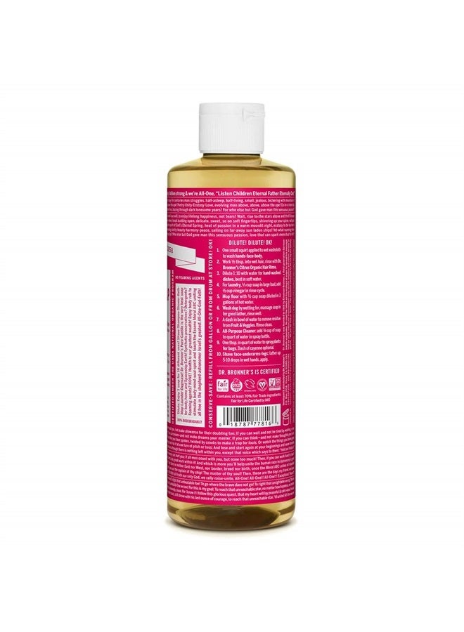 Dr. Bronner's Pure-Castile Liquid Soap (Rose, 16 ounce) - Made with Organic Oils, 18-in-1 Uses: Face, Body, Hair, Laundry, Pets and Dishes, Concentrated, Vegan, Non-GMO - Image 2