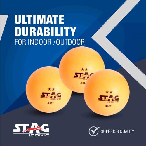 Stag Iconic 2 Star Orange Table Tennis (T.T) Balls| Advanced High Performance 40+mm Ping Pong Balls for Training, Tournaments and Recreational Play| Durable for Indoor/Outdoor Game-Orange Packof3 - Image 5