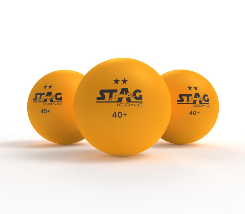 Stag Iconic 2 Star Orange Table Tennis (T.T) Balls| Advanced High Performance 40+mm Ping Pong Balls for Training, Tournaments and Recreational Play| Durable for Indoor/Outdoor Game-Orange Packof3 - Image 1