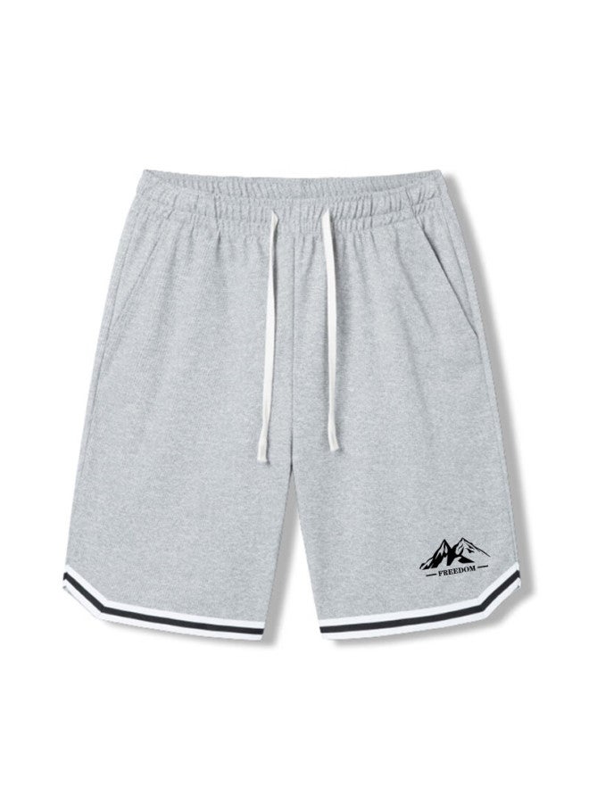 Vancamel Men's Summer Thin Loose Quick-drying Basketball Shorts Ice Silk Casual Five-point Pants White XL - Image 1