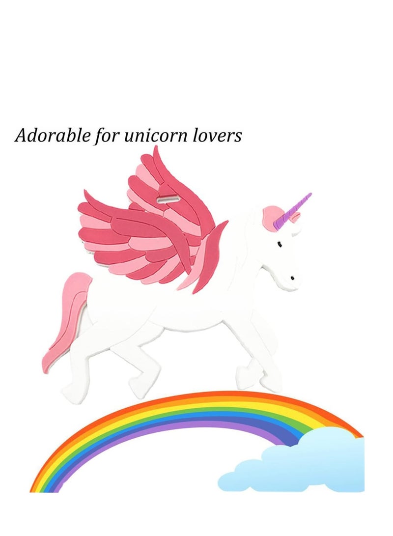 Luggage Tags 4 Pcs Set Unicorn Characters Silicone Travel Baggage Identification Labels ID Tag for Bag Suitcase Plane Cruise Ships with Belt Strap - Image 2