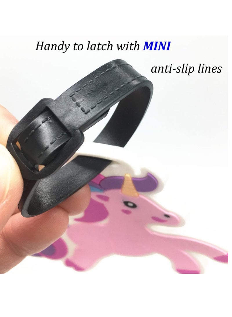 Luggage Tags 4 Pcs Set Unicorn Characters Silicone Travel Baggage Identification Labels ID Tag for Bag Suitcase Plane Cruise Ships with Belt Strap - Image 5