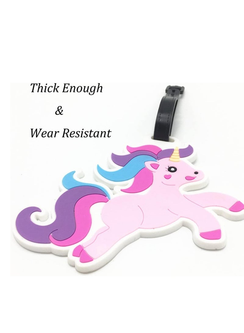Luggage Tags 4 Pcs Set Unicorn Characters Silicone Travel Baggage Identification Labels ID Tag for Bag Suitcase Plane Cruise Ships with Belt Strap - Image 3