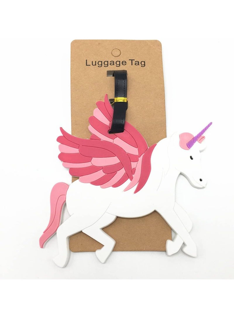 Luggage Tags 4 Pcs Set Unicorn Characters Silicone Travel Baggage Identification Labels ID Tag for Bag Suitcase Plane Cruise Ships with Belt Strap - Image 4