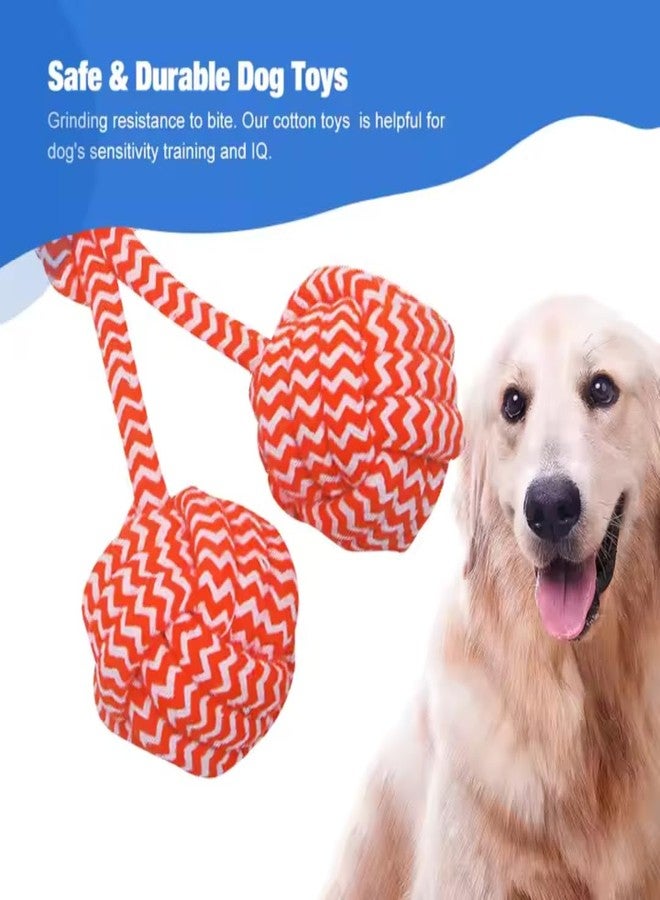 PET FUN لعبة حبل للمضغ من بيت فن مع كرتين من الحبل ومقبض | لعبة شد تفاعلية للكلاب والقطط | حبل متين للمضغ والعض وتنظيف الأسنان | مثالية للتدريب واللعب (عبوة من قطعتين) - Image 2