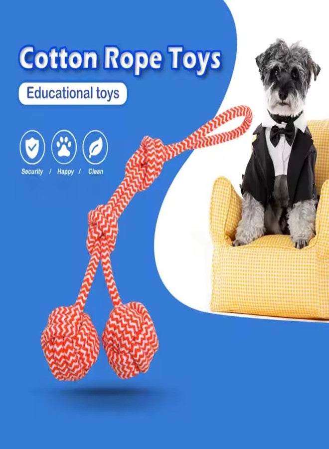 PET FUN لعبة حبل للمضغ من بيت فن مع كرتين من الحبل ومقبض | لعبة شد تفاعلية للكلاب والقطط | حبل متين للمضغ والعض وتنظيف الأسنان | مثالية للتدريب واللعب (عبوة من قطعتين) - Image 4