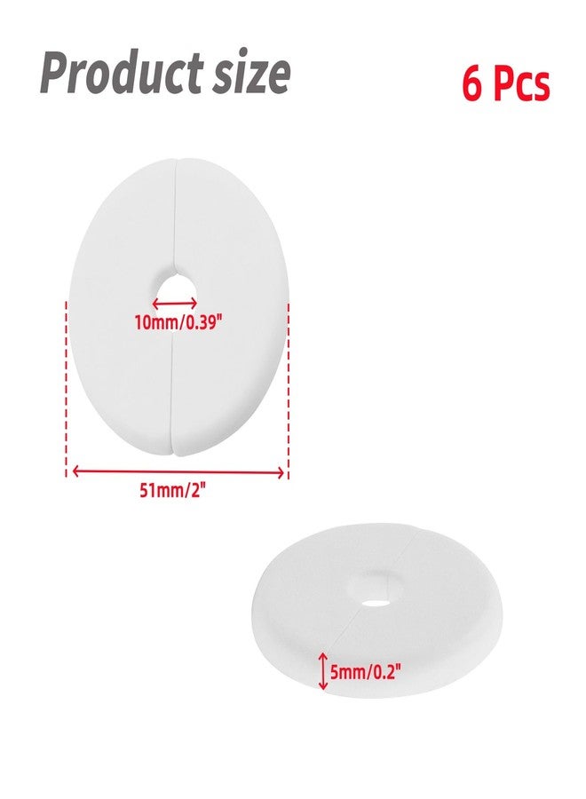 Oedema Split Flange ABS Escutcheon Plate White Pipe Flange, Fits 0.39"/10mm Diameter Pipe Plumbing Supplies, Faucet, Shower Flange, Pack of 6 - Image 2