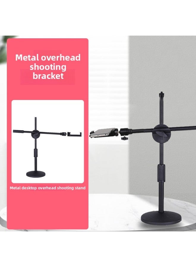 Adjustable LED Photography Bulb Remote Control Desktop Food Lighting Jewelry Live Broadcast Props Camera Lighting Bulbs-Light Source Color:Desktop Disc Metal Overhead Bracket (including 3/8 Pan/tilt + Mobile Phone Clip))