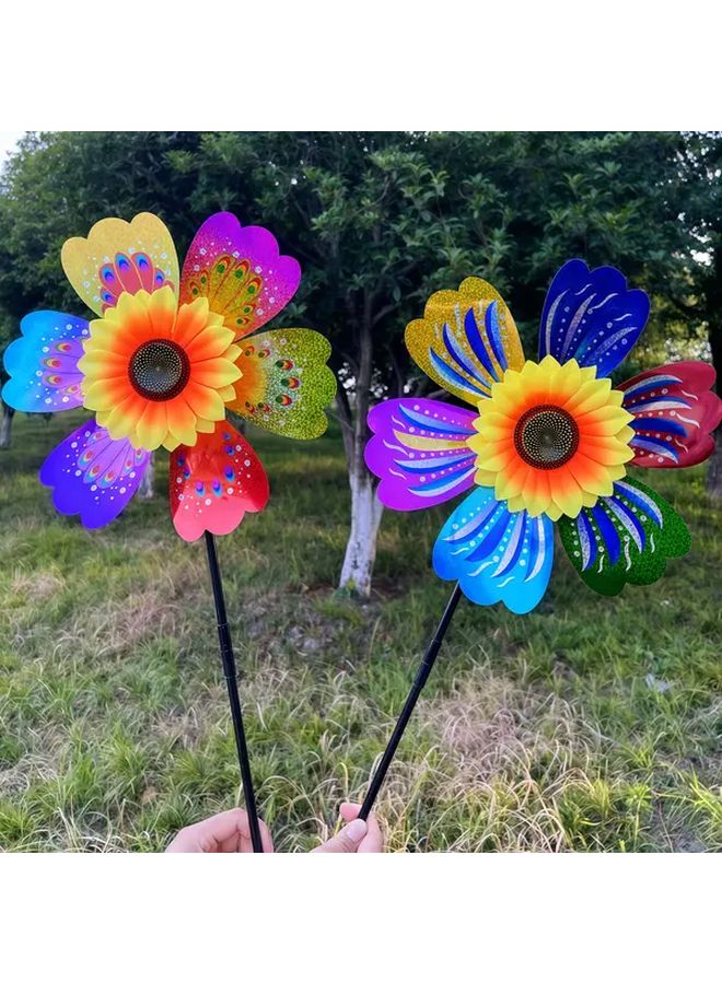 Six Leaf Sequin Sunflower Pinwheel Vibrant Outdoor Garden Decor for Holidays - Image 1