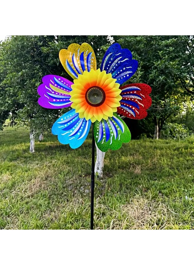Six Leaf Sequin Sunflower Pinwheel Vibrant Outdoor Garden Decor for Holidays - Image 4