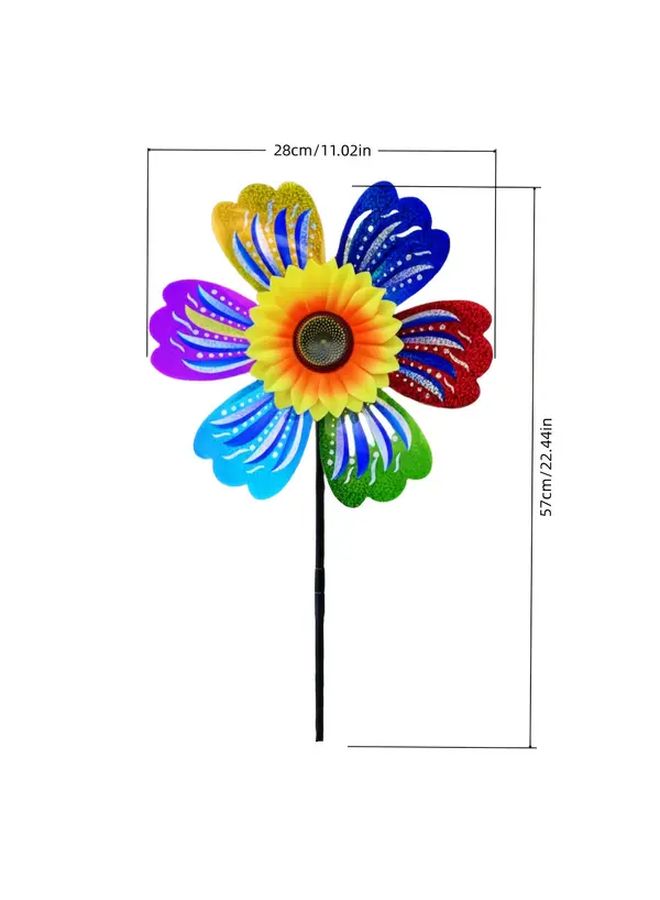 Six Leaf Sequin Sunflower Pinwheel Vibrant Outdoor Garden Decor for Holidays - Image 2