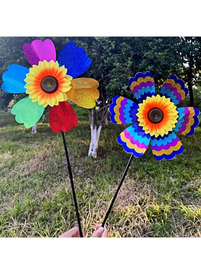 Six Leaf Sequin Sunflower Pinwheel Vibrant Outdoor Garden Decor for Holidays - Image 3