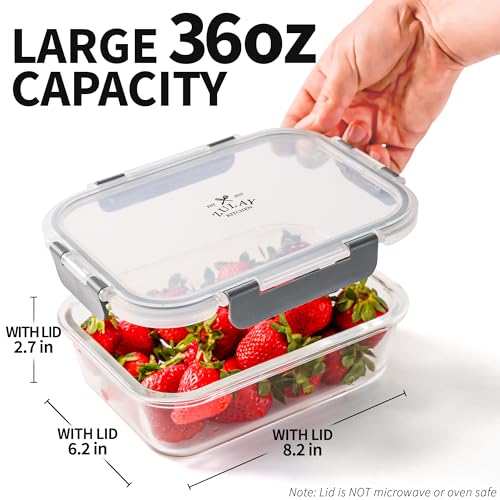 Zulay Kitchen 5 Pack Glass Meal Prep Containers with Lids - Airtight, Premium Borosilicate Glass Food Storage Containers - Microwave, Freezer & Oven Safe, BPA Free - Gray - Image 4