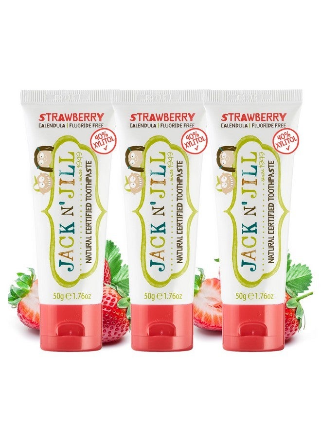 Jack N' Jill Natural Toddler Toothpaste for Baby, Kids and Infants 6 Months & Up, Fluoride Free Training Toothpaste for Toddlers 1-3 (1.76 Fl Oz (Pack of 3), Strawberry) - Image 1