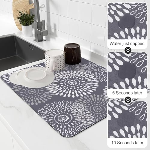 LuxStep Dish Drying Mat Super Absorbent Kitchen Counter Mat Rubber Backing Draining Mat Easy to Clean Kitchen Accessories Dish Rack Pad for Dishes, Utensils, Countertops, Sinks 15" x 18" Grey - Image 4