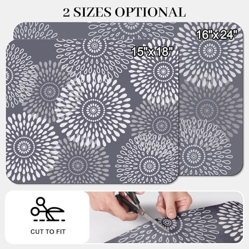 LuxStep Dish Drying Mat Super Absorbent Kitchen Counter Mat Rubber Backing Draining Mat Easy to Clean Kitchen Accessories Dish Rack Pad for Dishes, Utensils, Countertops, Sinks 15" x 18" Grey - Image 2