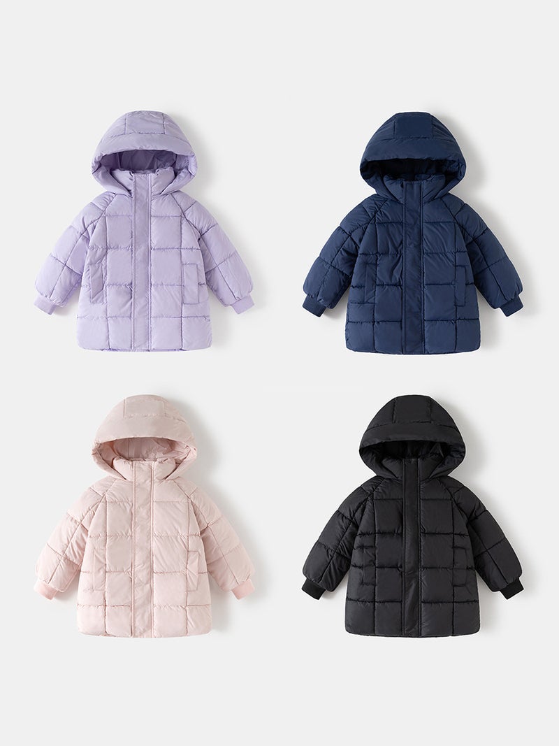 Children'S Mid-Length Cotton Coat Thick Solid Color Korean Style Boys' Warm Cotton Jacket Winter Top - Image 2
