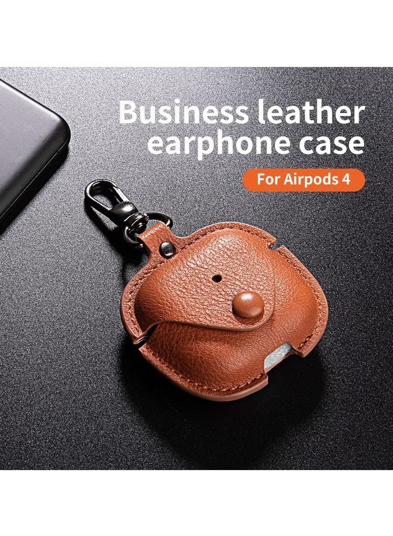 PU Leather Earphone Case Protective Cover for Apple AirPods 4 Black  - Image 4