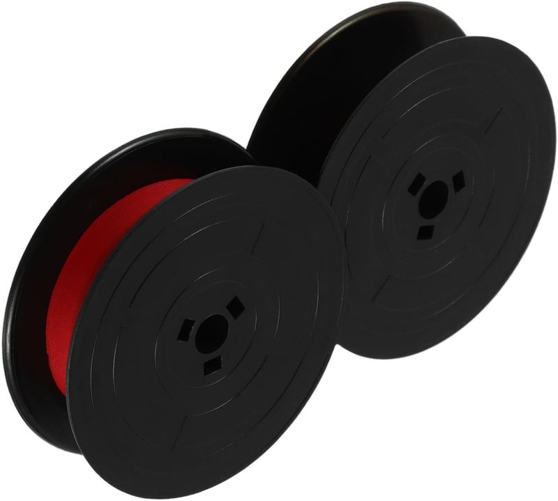 Universal Typewriter Ribbon Twin Spool Black and Red Ink Ribbon Replacement for Vintage Typewriters and Calculators, Dual Spool Cartridge for Office and School Use - Image 1