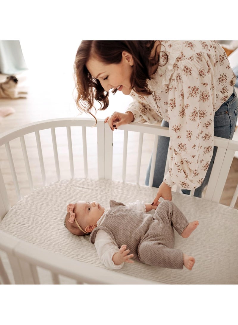 Baby Muslin Bassinet Sheets: Cotton Bassinet Sheets Neutral for Boys and Girls - Fitted for Oval Rectangle or Hourglass (Sand & Cream)  - Image 3