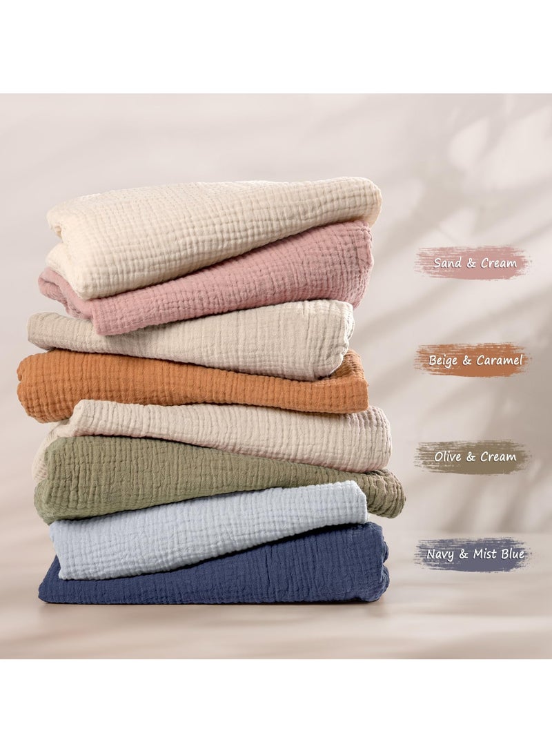 Baby Muslin Bassinet Sheets: Cotton Bassinet Sheets Neutral for Boys and Girls - Fitted for Oval Rectangle or Hourglass (Sand & Cream)  - Image 5