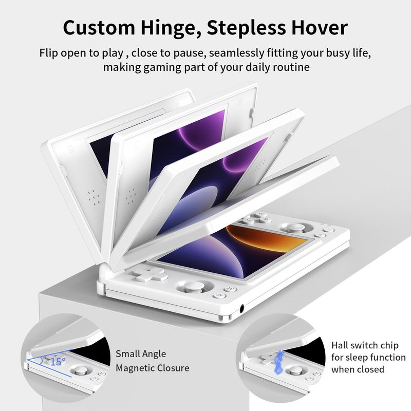 GiipGoop RG DS Handheld Game Consoles RG DS Retro Gaming Console Dual-screen Video Game Console 3+32GB Android 14 Portable Pocket Arcade 4000mAh Battery WiFi Bluetooth HD Output Polar White - Image 4
