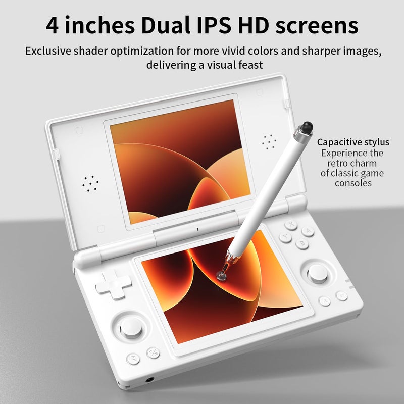 GiipGoop RG DS Handheld Game Consoles RG DS Retro Gaming Console Dual-screen Video Game Console 3+32GB Android 14 Portable Pocket Arcade 4000mAh Battery WiFi Bluetooth HD Output Polar White - Image 3